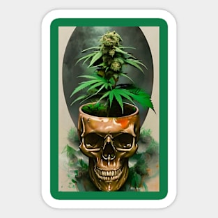 Skull head - cannabis pot Sticker